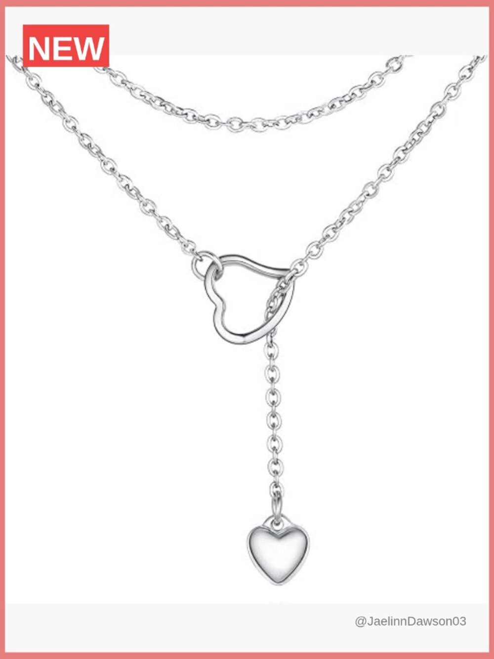 Lariat Y-Necklace Long Chain Drop Heart Necklace Adjustable